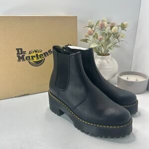 Dr. Martens Rometty Burnished Wyoming Leather Boots Black 23917001 Women's 8 NWB